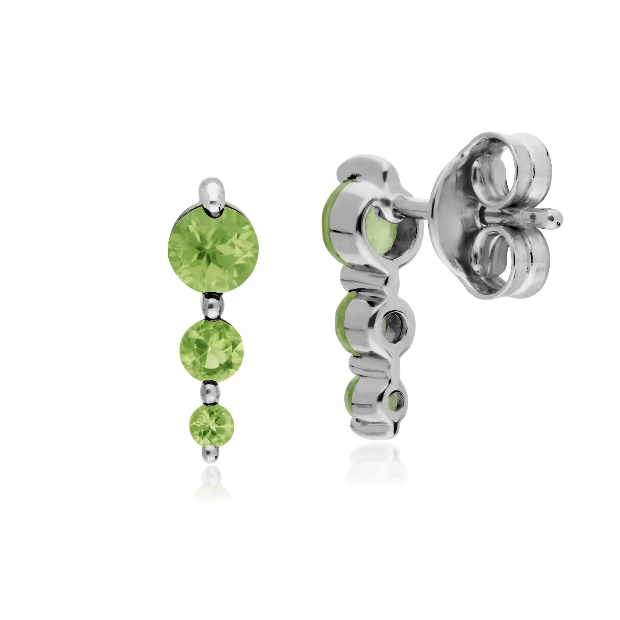 Gemondo Sterling Silver Three Stone Peridot Round Gradient Earring sold by Gemondo Jewellery product image thumbnail 2