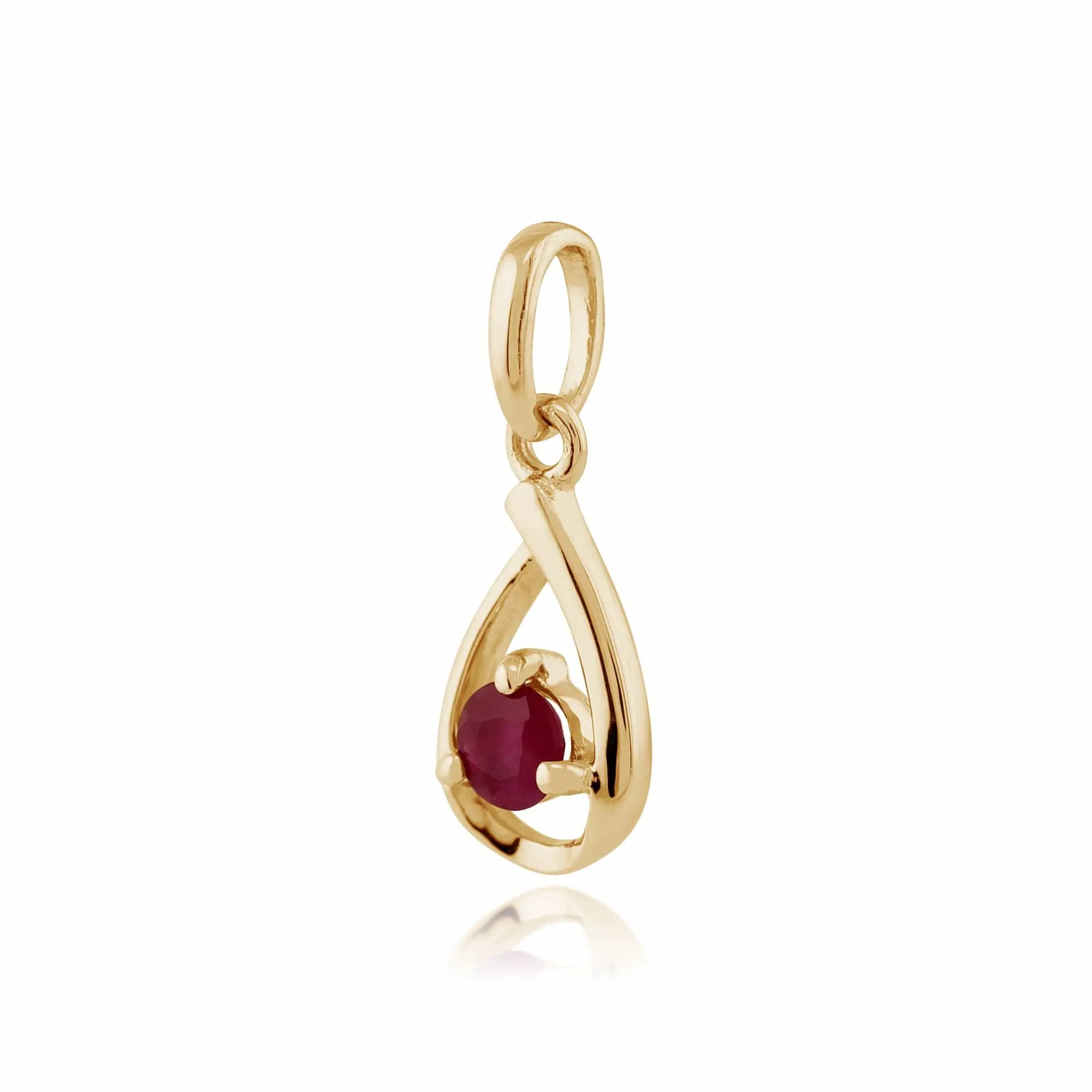 Classic Round Ruby Halo Pendant in 9ct Yellow Gold sold by Gemondo Jewellery product image thumbnail 2