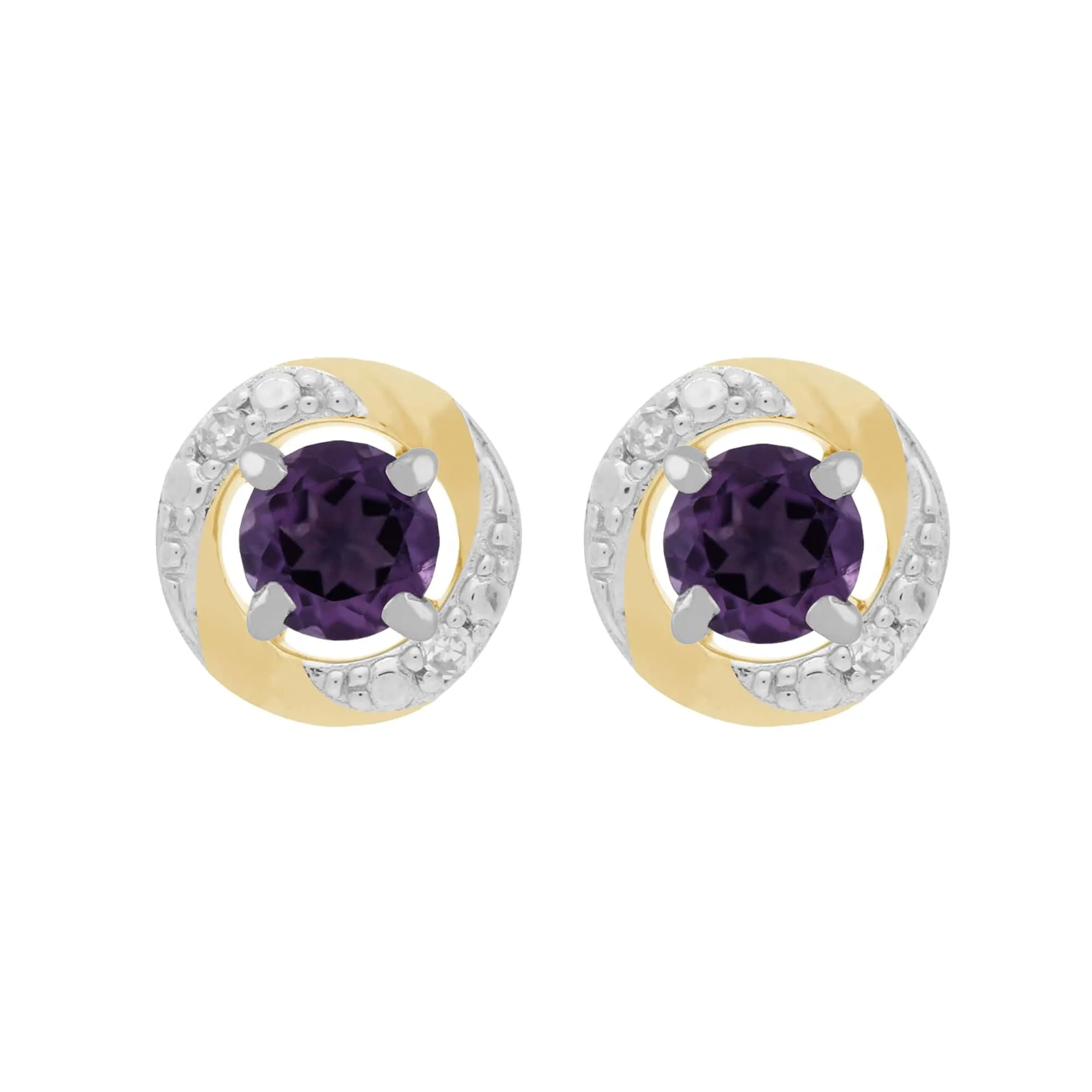 9ct White Gold Amethyst Stud Earrings with Detachable Diamond Halo Ear Jacket in 9ct Yellow Gold sold by Gemondo Jewellery