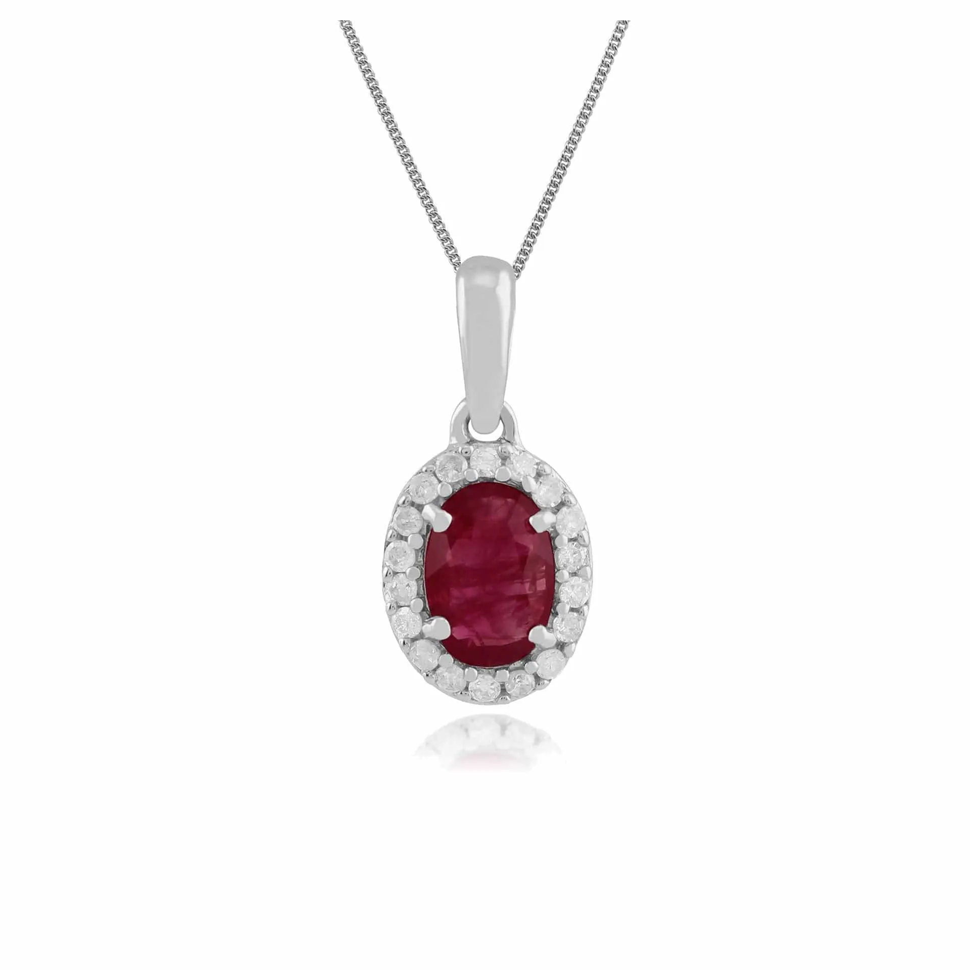 Gemondo 9ct White Gold 0.63ct Ruby & Diamond Cluster Pendant on 45cm Chain sold by Gemondo Jewellery