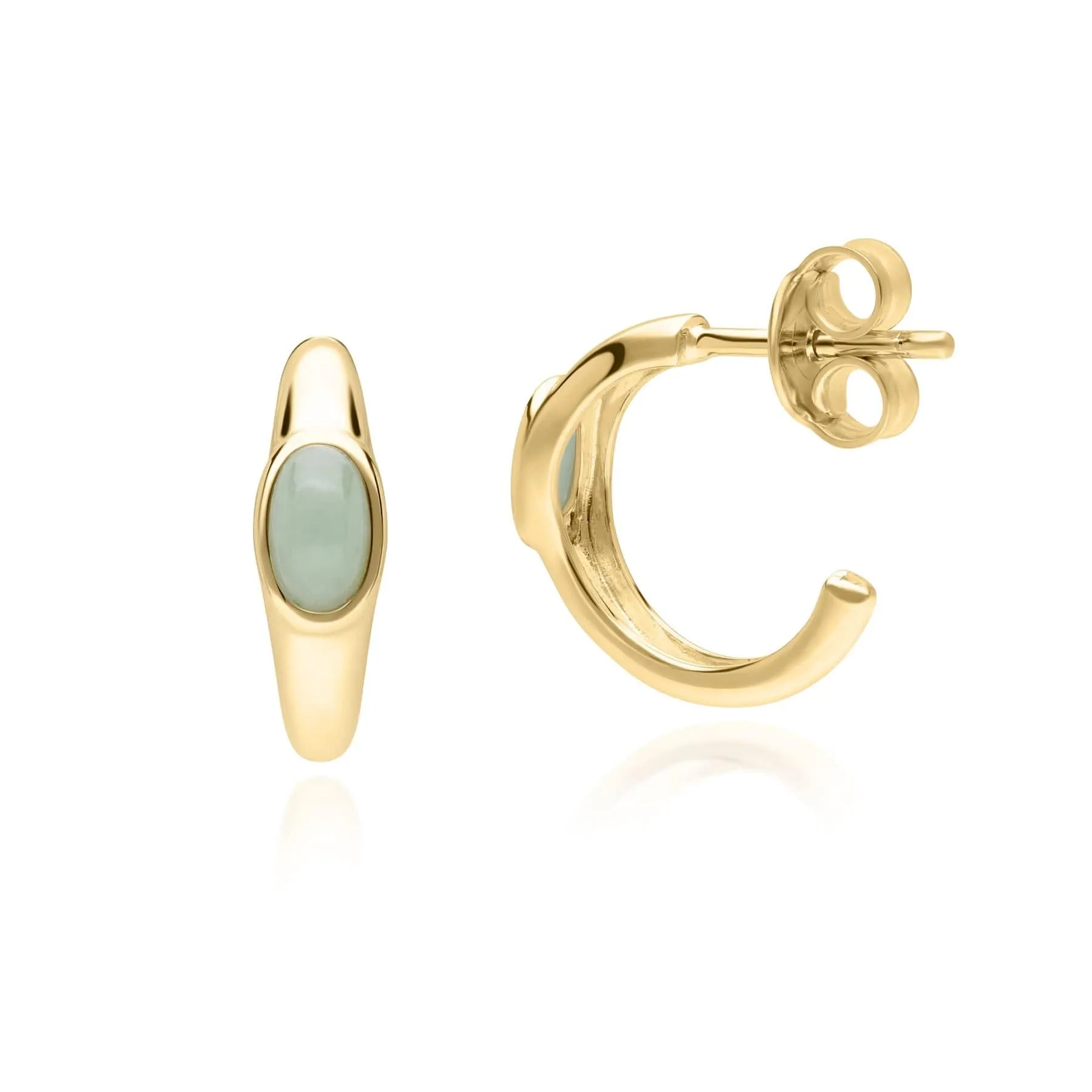 Modern Classic Oval Jade Green Hoop Earrings in 18ct Gold Plated Silver sold by Gemondo Jewellery product image thumbnail 3