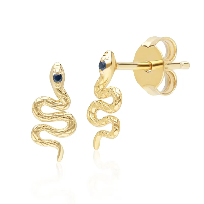 ECFEW™ Sapphire Snake Wrap Stud Earrings in 9ct Yellow Gold sold by Gemondo Jewellery