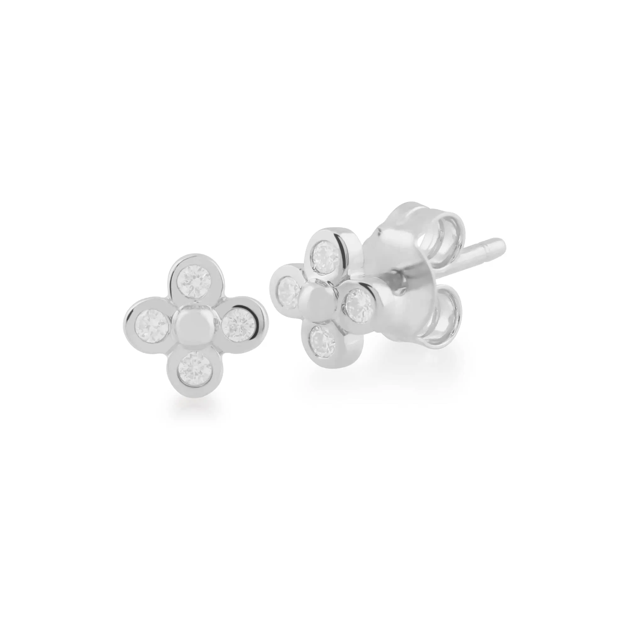 Gemondo 9ct White Gold 8pt Diamond Floral Stud Earrings sold by Gemondo Jewellery