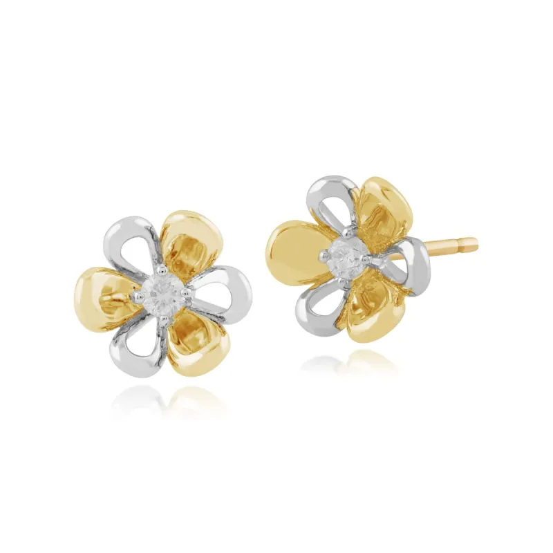 Gemondo 9ct Yellow Gold 0.06ct Diamond Floral Stud Earrings sold by Gemondo Jewellery