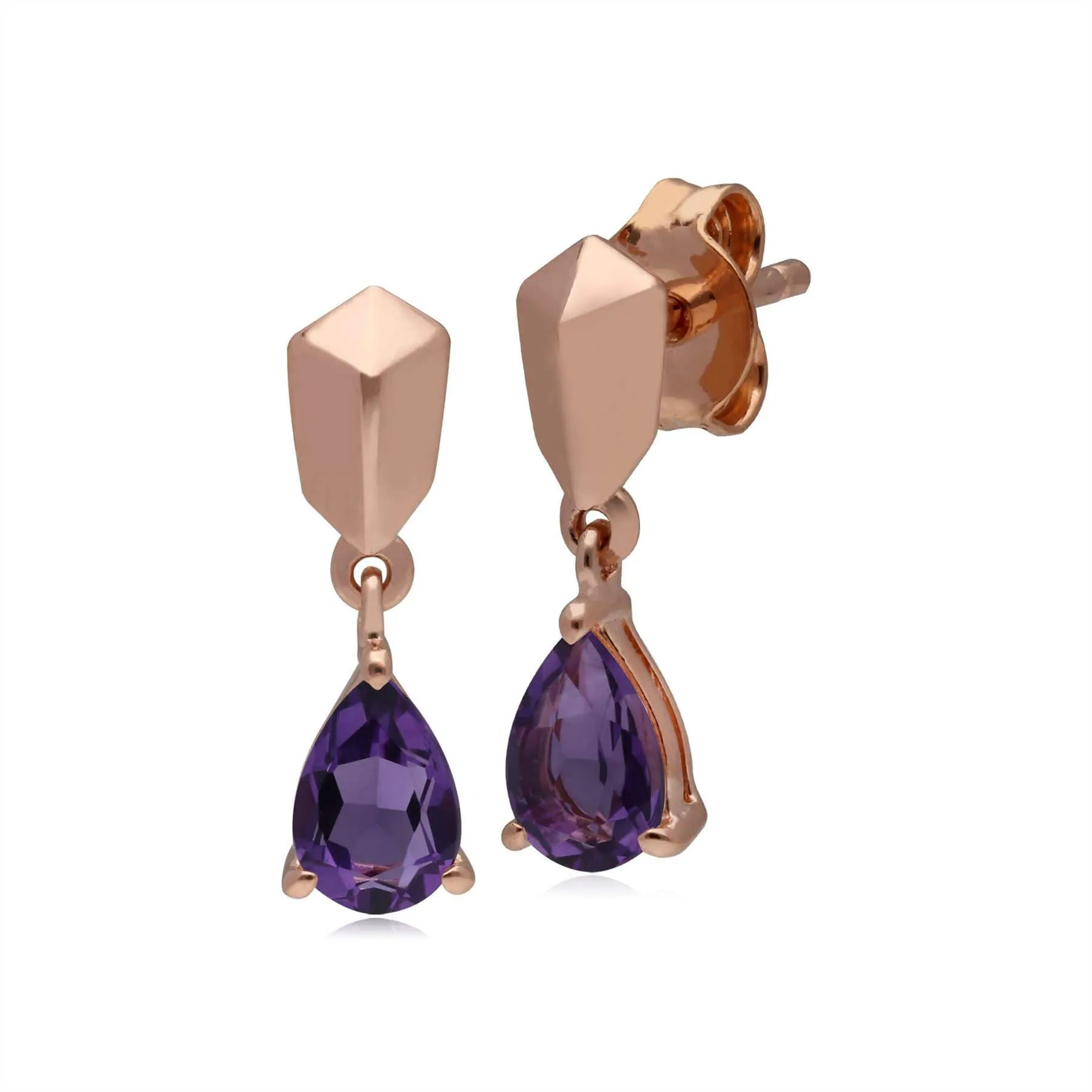Micro Statement Amethyst Earrings in Rose Gold Plated Silver sold by Gemondo Jewellery