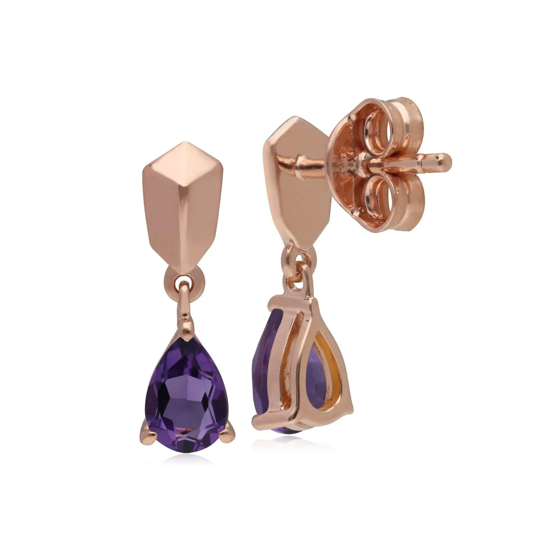 Micro Statement Amethyst Earrings in Rose Gold Plated Silver sold by Gemondo Jewellery product image thumbnail 2