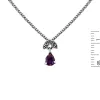Art Nouveau Style Pear Amethyst & Marcasite Pendant in 925 Sterling Silver sold by Gemondo Jewellery