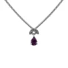 Art Nouveau Style Pear Amethyst & Marcasite Pendant in 925 Sterling Silver sold by Gemondo Jewellery