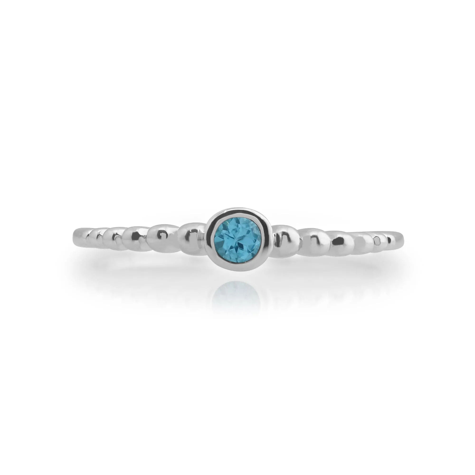 Essential Round Blue Topaz Bezel Set Stack Ring in 925 Sterling Silver sold by Gemondo Jewellery product image thumbnail 2
