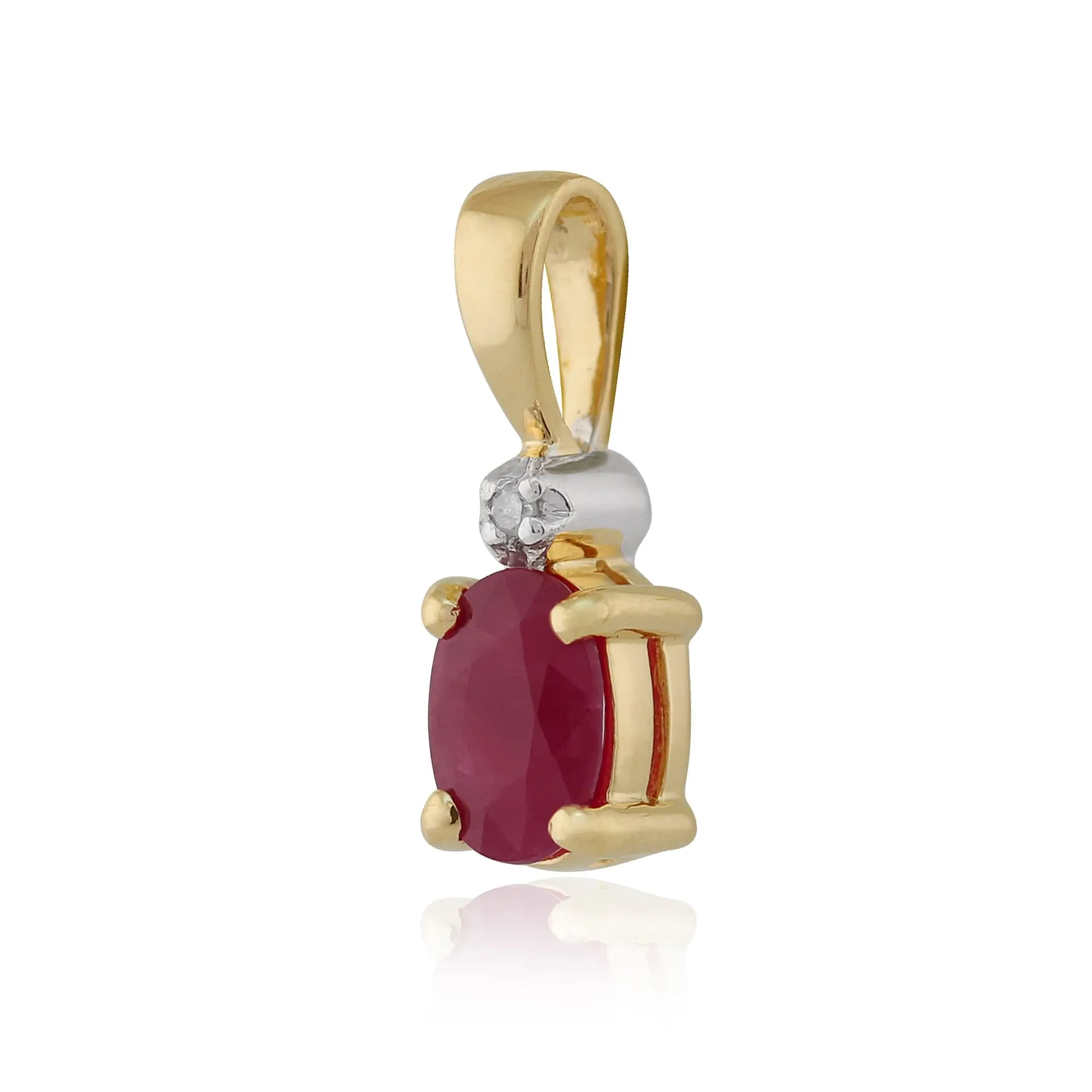 Classic Oval Ruby & Diamond Pendant in 9ct Yellow Gold sold by Gemondo Jewellery product image thumbnail 2