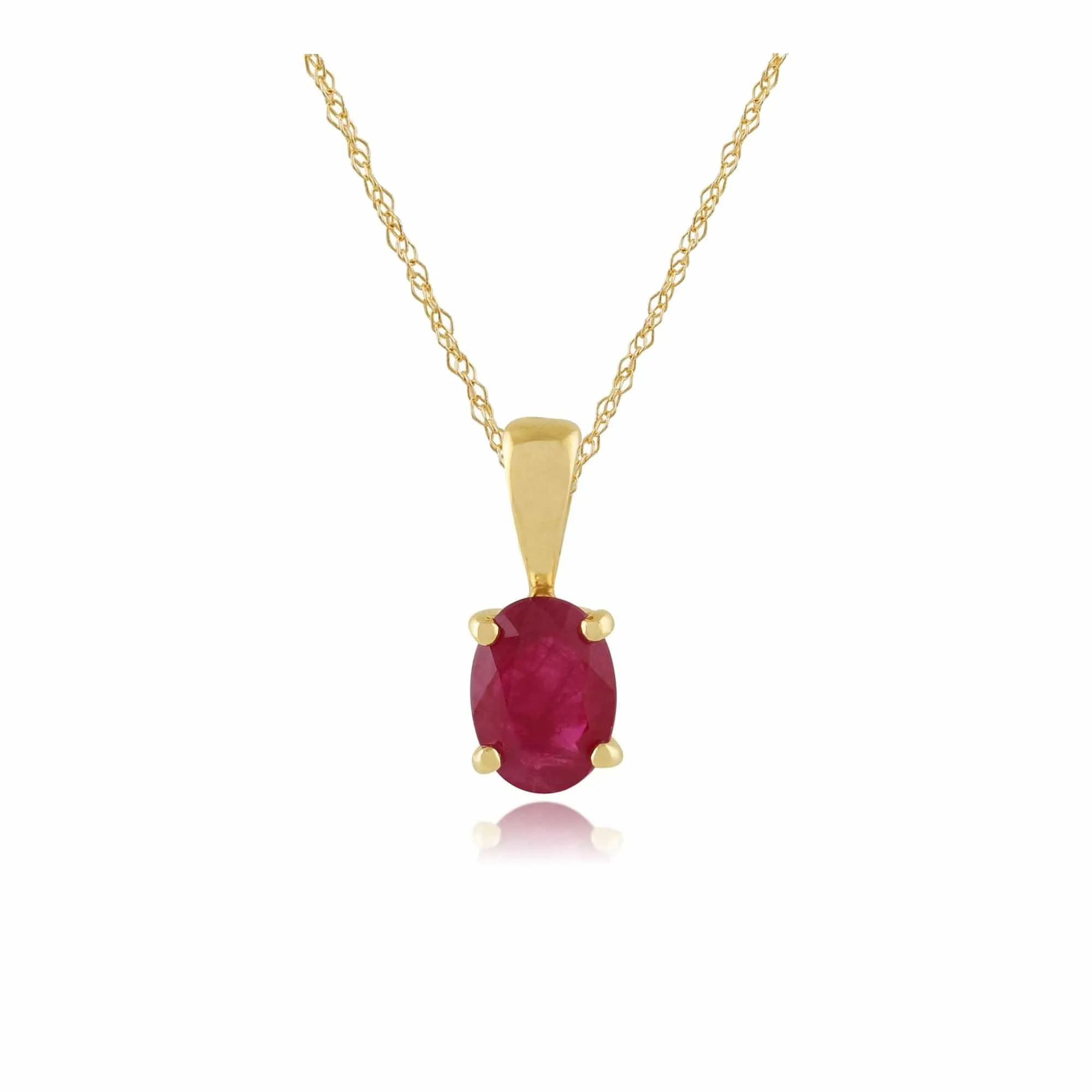 Classic Oval Ruby Pendant in 9ct Yellow Gold sold by Gemondo Jewellery