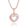 Classic Round Diamond Double Heart Drop Earrings & Pendant Set in 9ct Rose Gold sold by Gemondo Jewellery