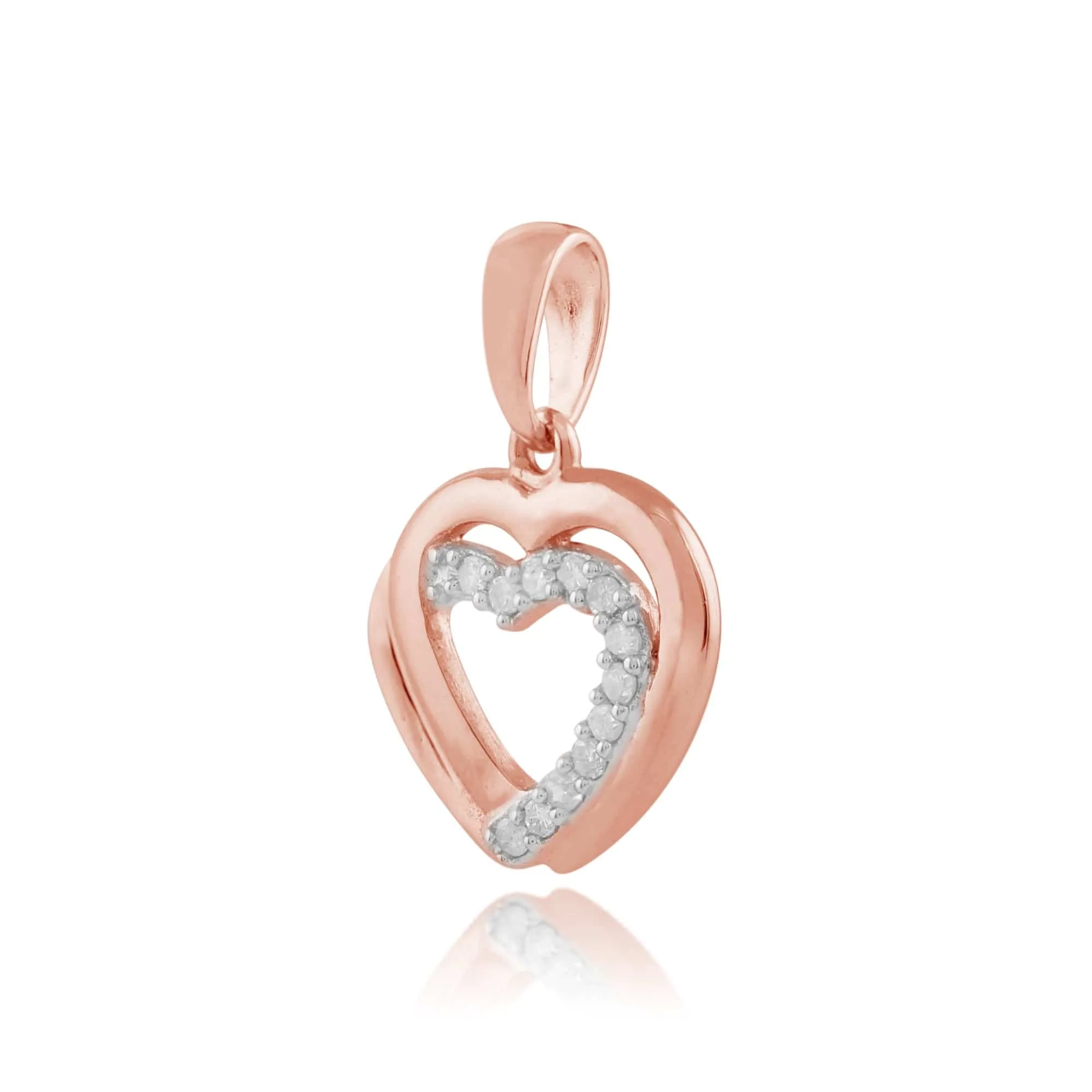 Classic Round Diamond Double Heart Drop Earrings & Pendant Set in 9ct Rose Gold sold by Gemondo Jewellery product image thumbnail 5