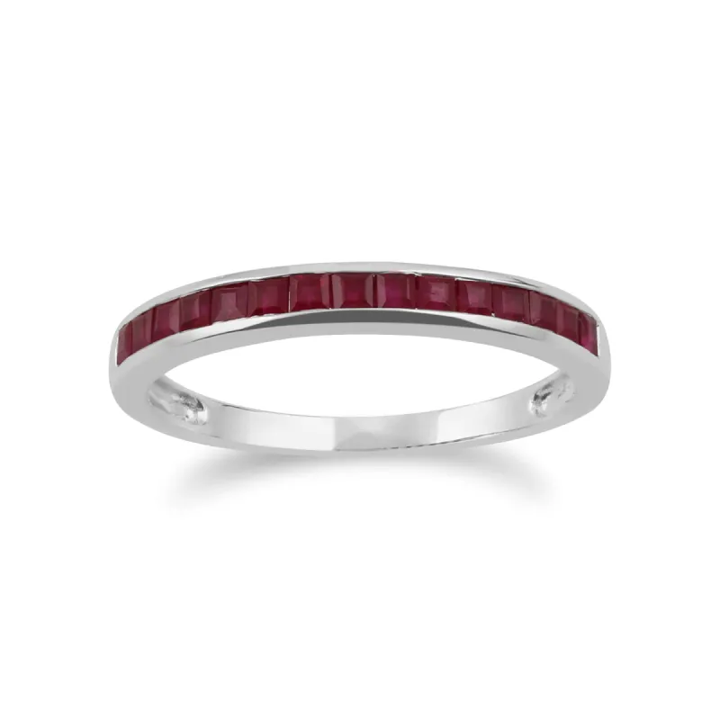 Gemondo 9ct White Gold 0.46ct Ruby Half Eternity Ring sold by Gemondo Jewellery