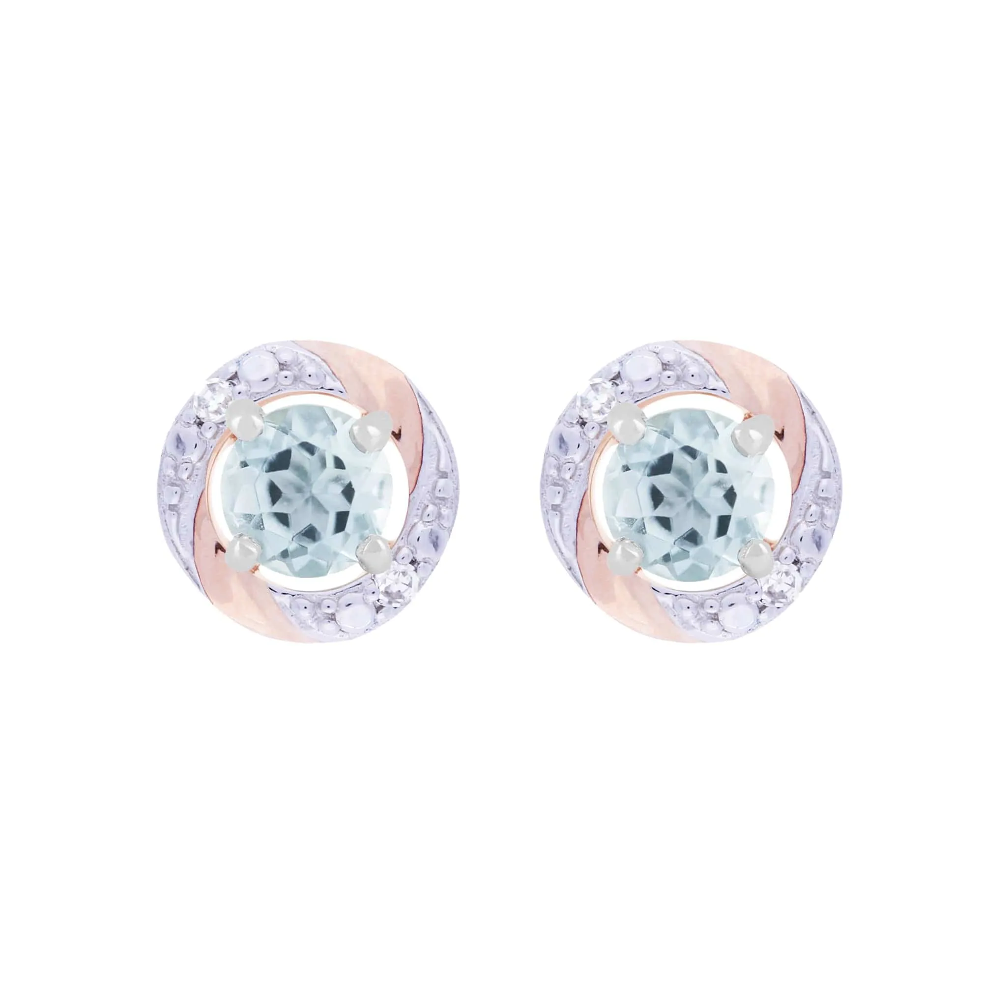 Classic Round Aquamarine Stud Earrings with Detachable Diamond Round Earrings Jacket Set in 9ct Gold sold by Gemondo Jewellery