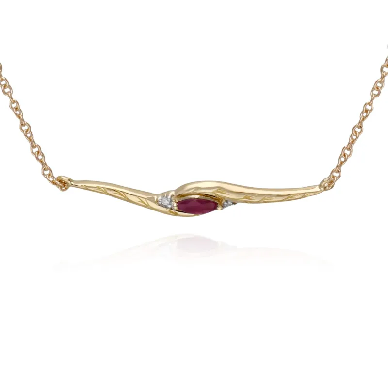 Classic Style Marquise Ruby & Diamond Bracelet in 9ct Yellow Gold sold by Gemondo Jewellery