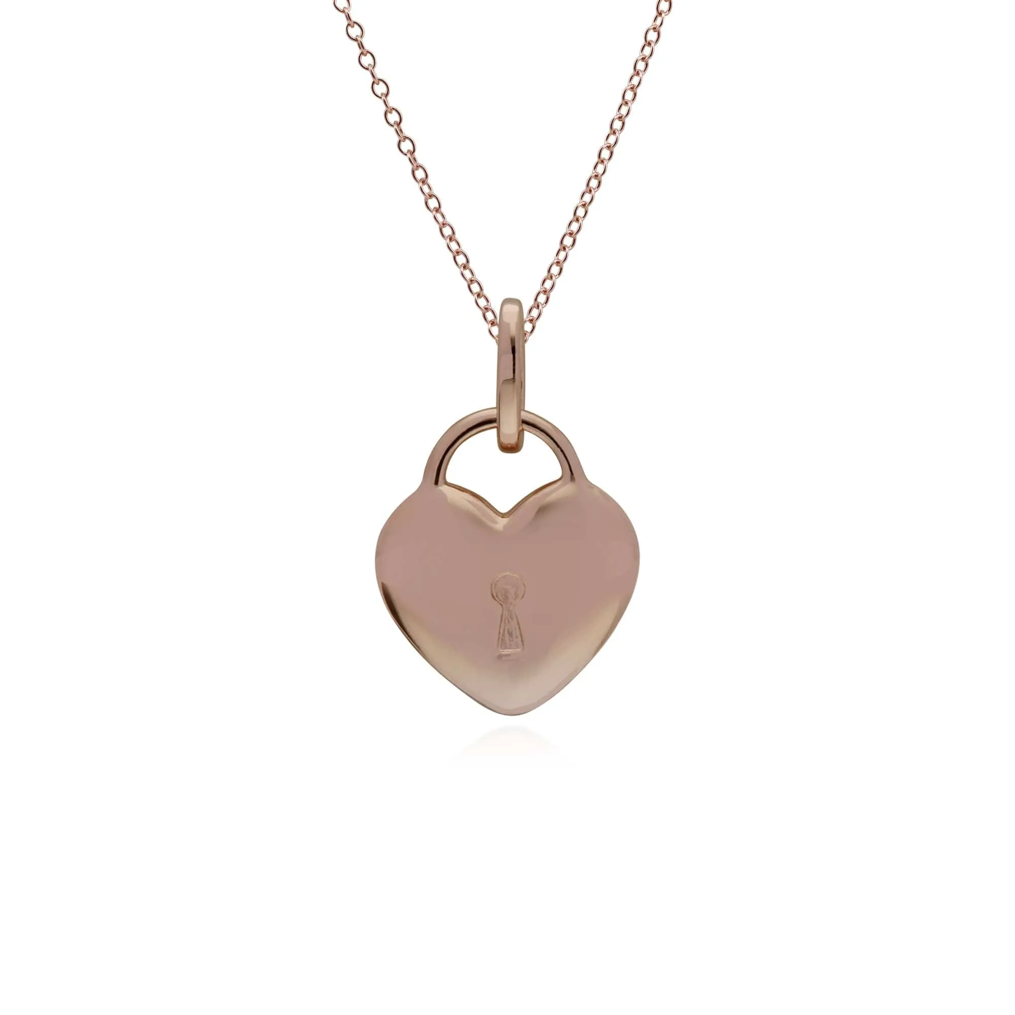 Classic Heart Lock Pendant & Blue Topaz Charm in Rose Gold Plated 925 Sterling Silver sold by Gemondo Jewellery product image thumbnail 3