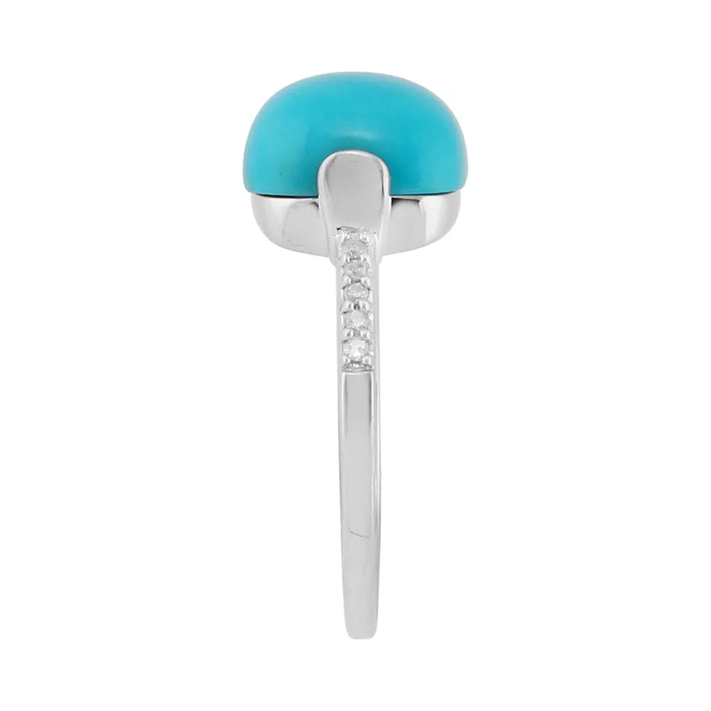 925 Sterling Silver 3.40ct Turquoise Cabochon & 6pt Diamond Single Stone Ring sold by Gemondo Jewellery product image thumbnail 2