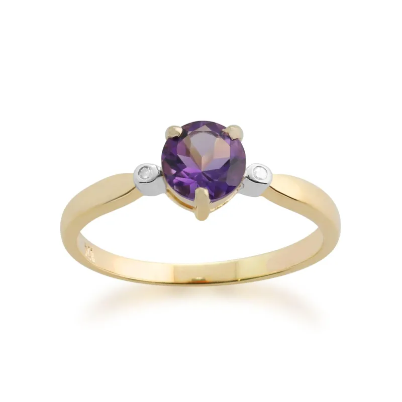 Gemondo 9ct Yellow Gold 0.57ct Amethyst & Diamond Ring sold by Gemondo Jewellery