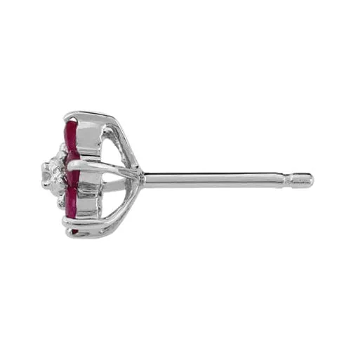Floral Round Ruby & Diamond Flower Cluster Stud Earrings & Pendant Set in 9ct White Gold sold by Gemondo Jewellery product image thumbnail 3