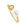 Modern Pearl & Opal Open Ring in Gold Plated Silver sold by Gemondo Jewellery