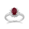Classic Oval Ruby & Diamond Cluster Ring in 9ct White Gold sold by Gemondo Jewellery
