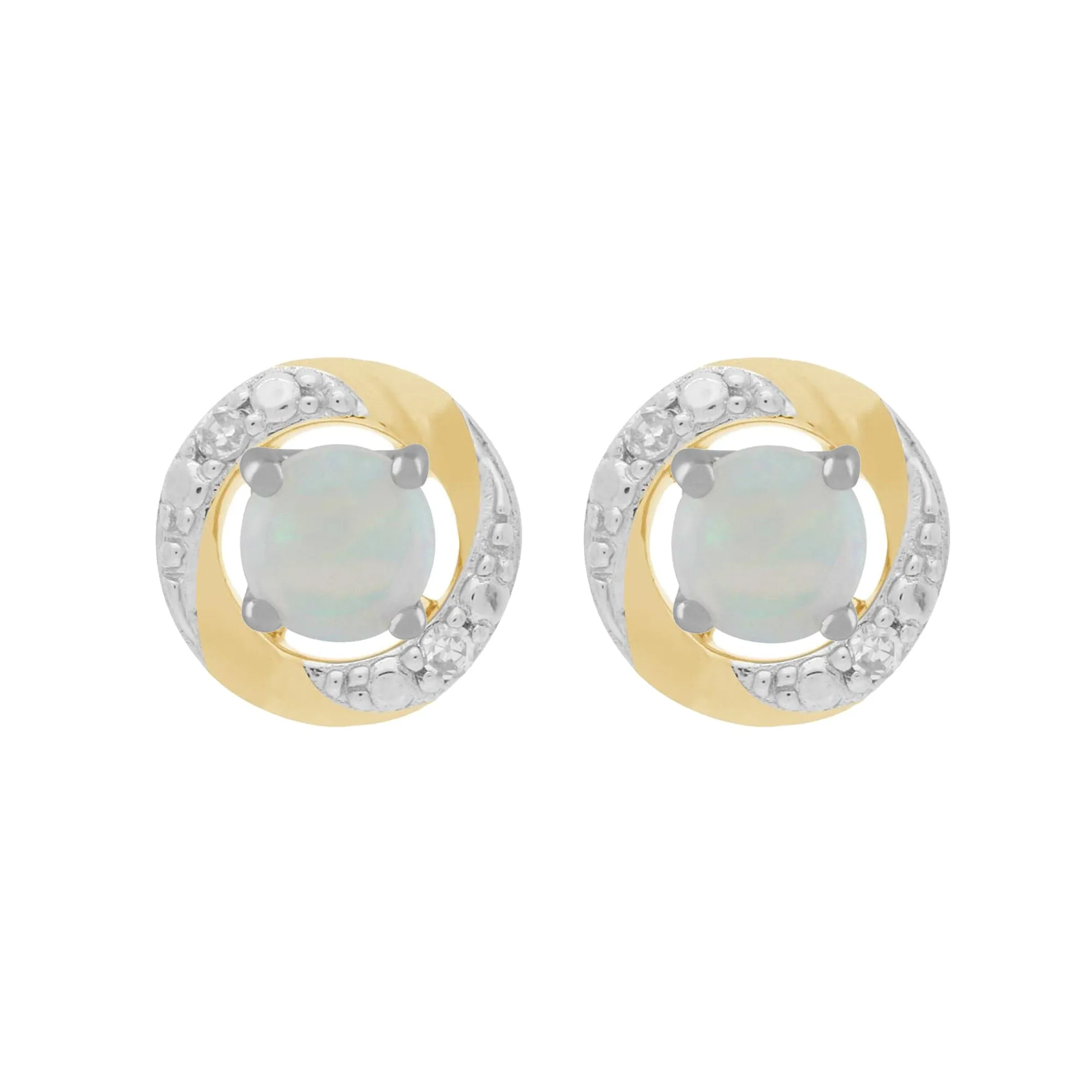 9ct White Gold Opal Stud Earrings with Detachable Diamond Halo Ear Jacket in 9ct Yellow Gold sold by Gemondo Jewellery