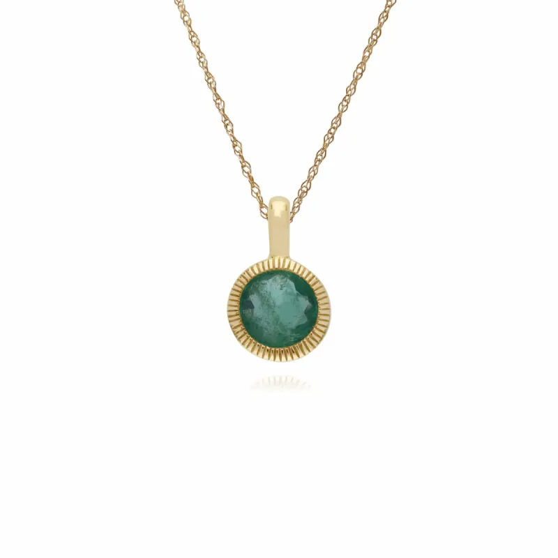 Gemondo 9ct Yellow Gold Emerald Round Milgrain 45cm Necklace sold by Gemondo Jewellery