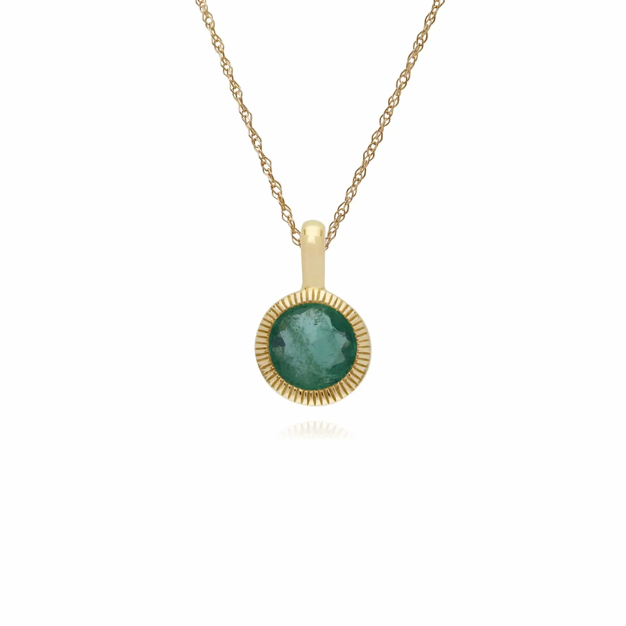 Gemondo 9ct Yellow Gold Emerald Round Milgrain 45cm Necklace sold by Gemondo Jewellery