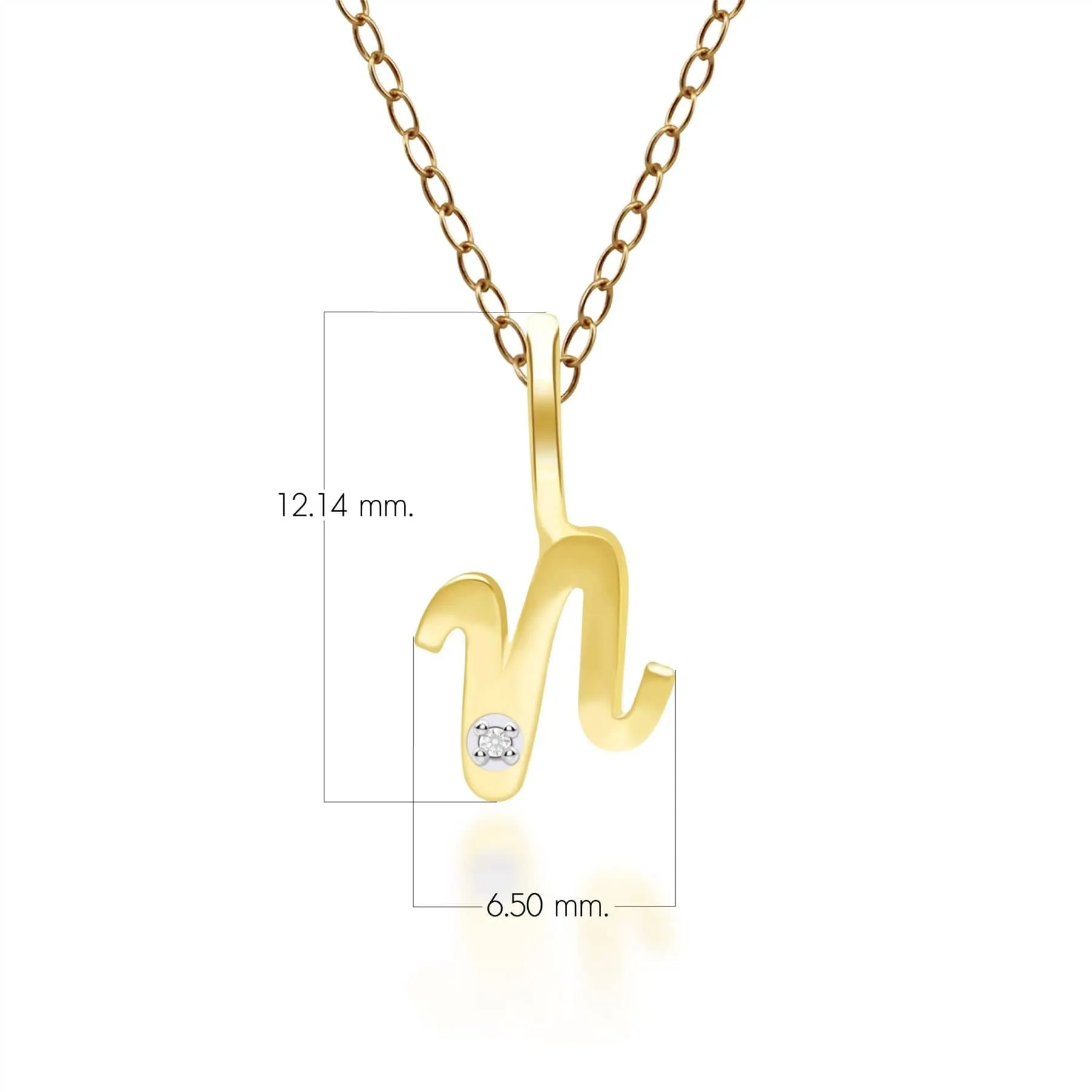 Alphabet Letter N Diamond pendant in 9ct Yellow Gold sold by Gemondo Jewellery product image thumbnail 3