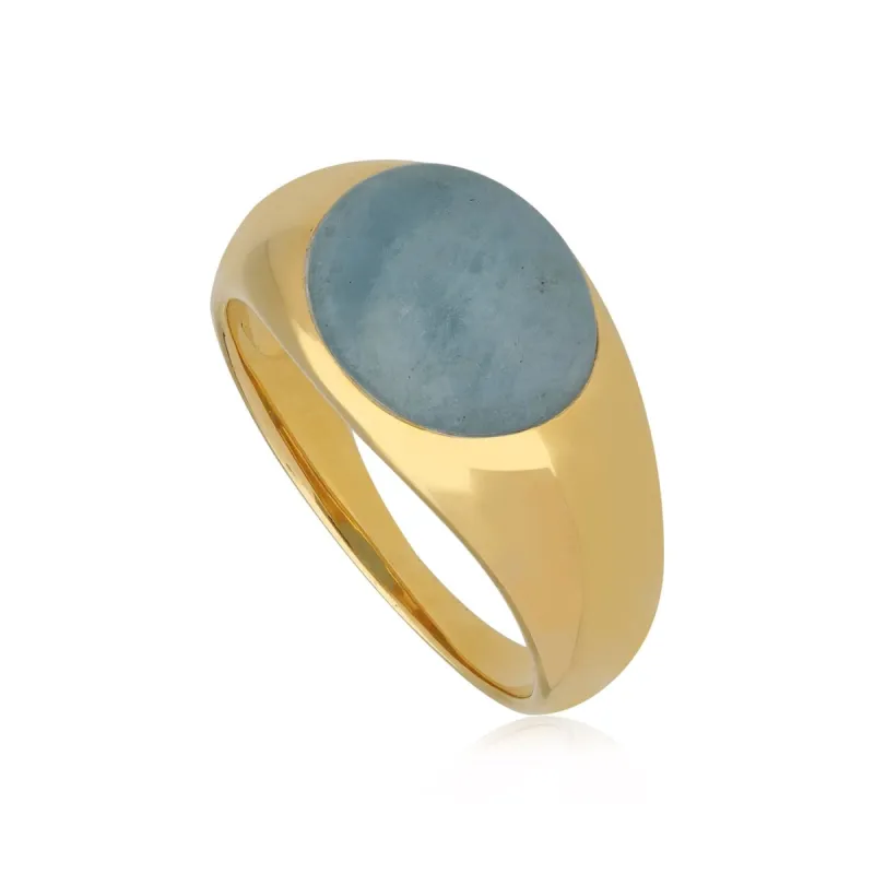 Kosmos Aquamarine Cocktail Ring in Gold Plated 925 Sterling Silver sold by Gemondo Jewellery