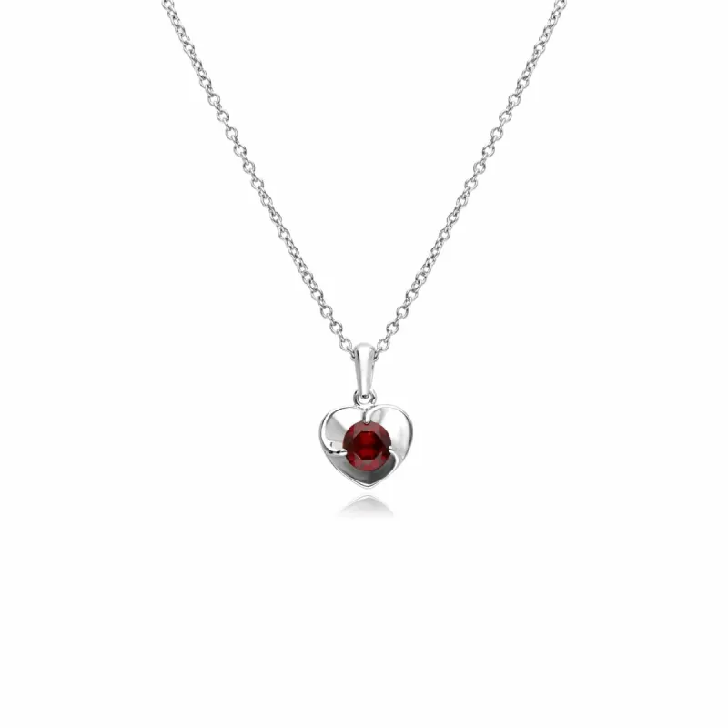 Garnet Heart Sterling Silver Necklace sold by Gemondo Jewellery