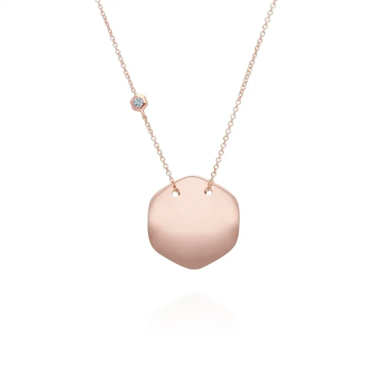Aquamarine Engravable Necklace in Rose Gold Plated Sterling Silver sold by Gemondo Jewellery