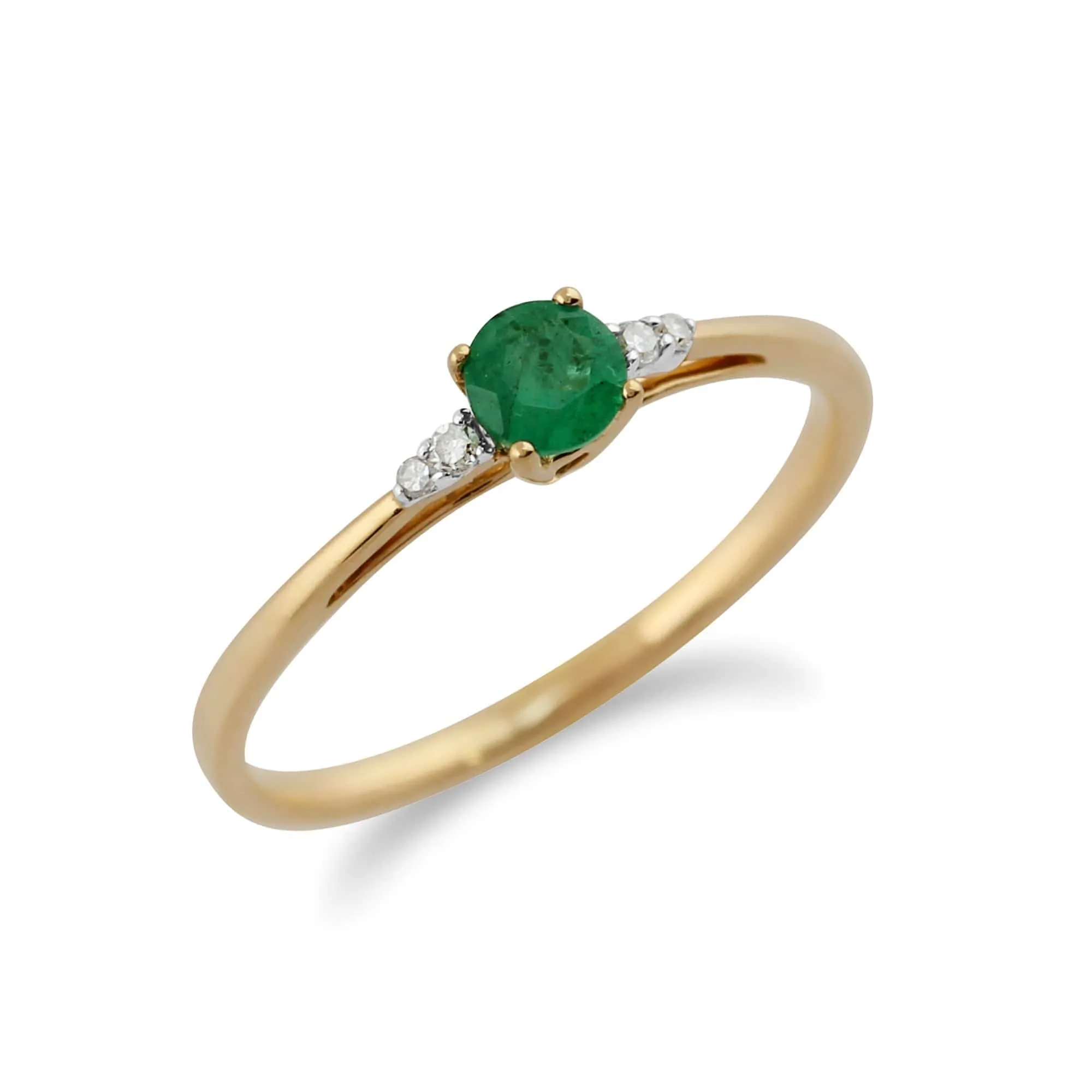 Classic Round Emerald & Diamond Ring in 9ct Yellow Gold sold by Gemondo Jewellery product image thumbnail 2