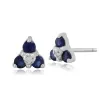 Classic Sapphire & Diamond Cluster Stud Earrings in 9ct White Gold sold by Gemondo Jewellery