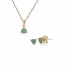 Classic Triangle Jade Single Stone Stud Earrings & Pendant Set in 9ct Yellow Gold sold by Gemondo Jewellery