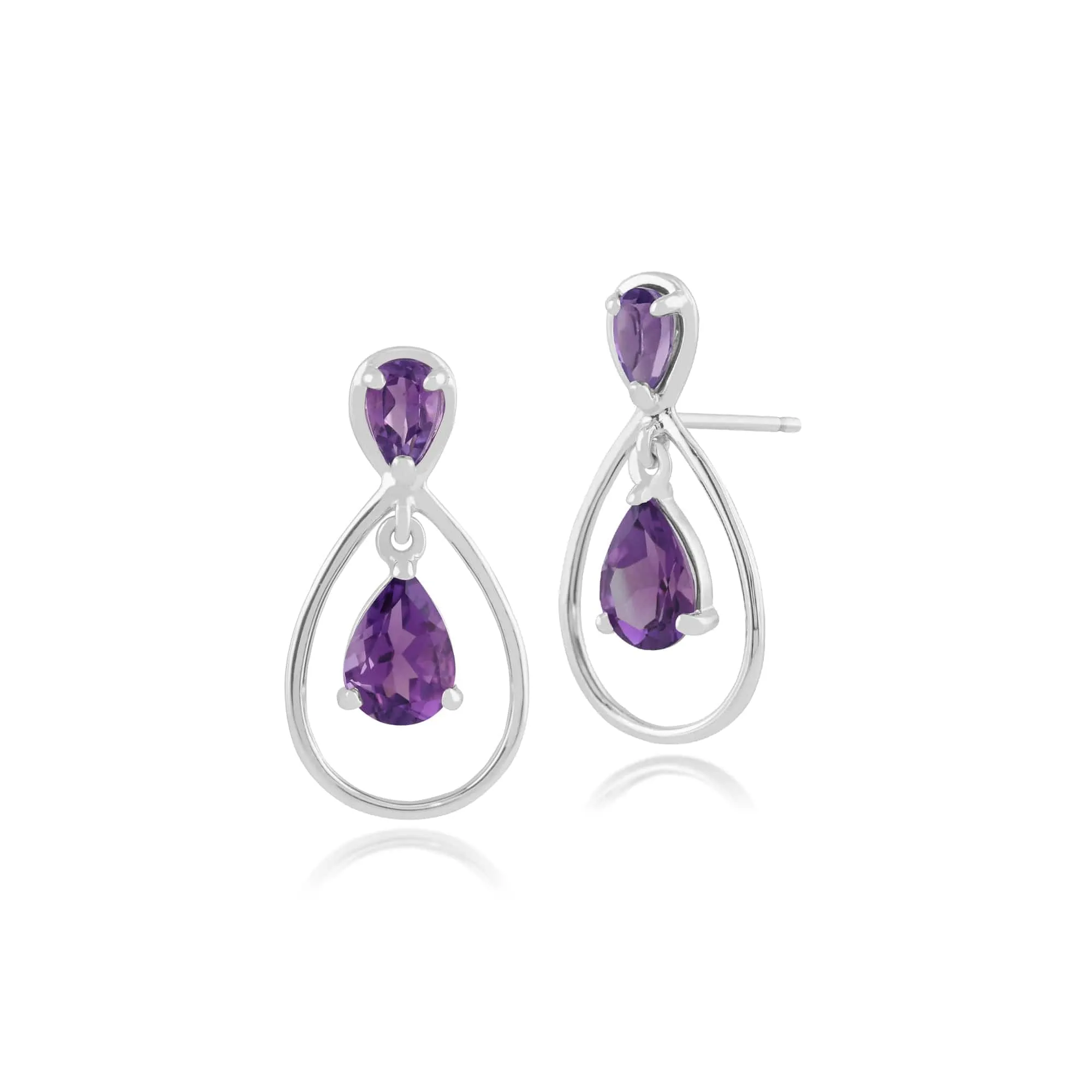 Gemondo 9ct White Gold 0.63ct Amethyst Drop Earrings sold by Gemondo Jewellery