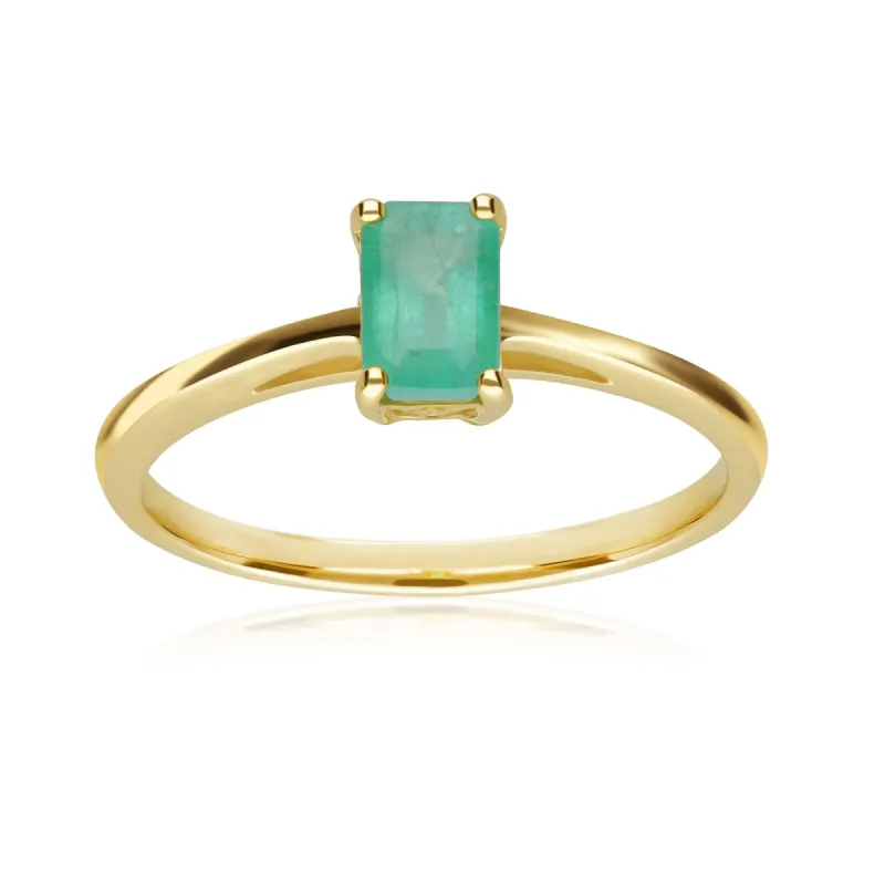 Classic Baguette Emerald Ring in 9ct Yellow Gold sold by Gemondo Jewellery
