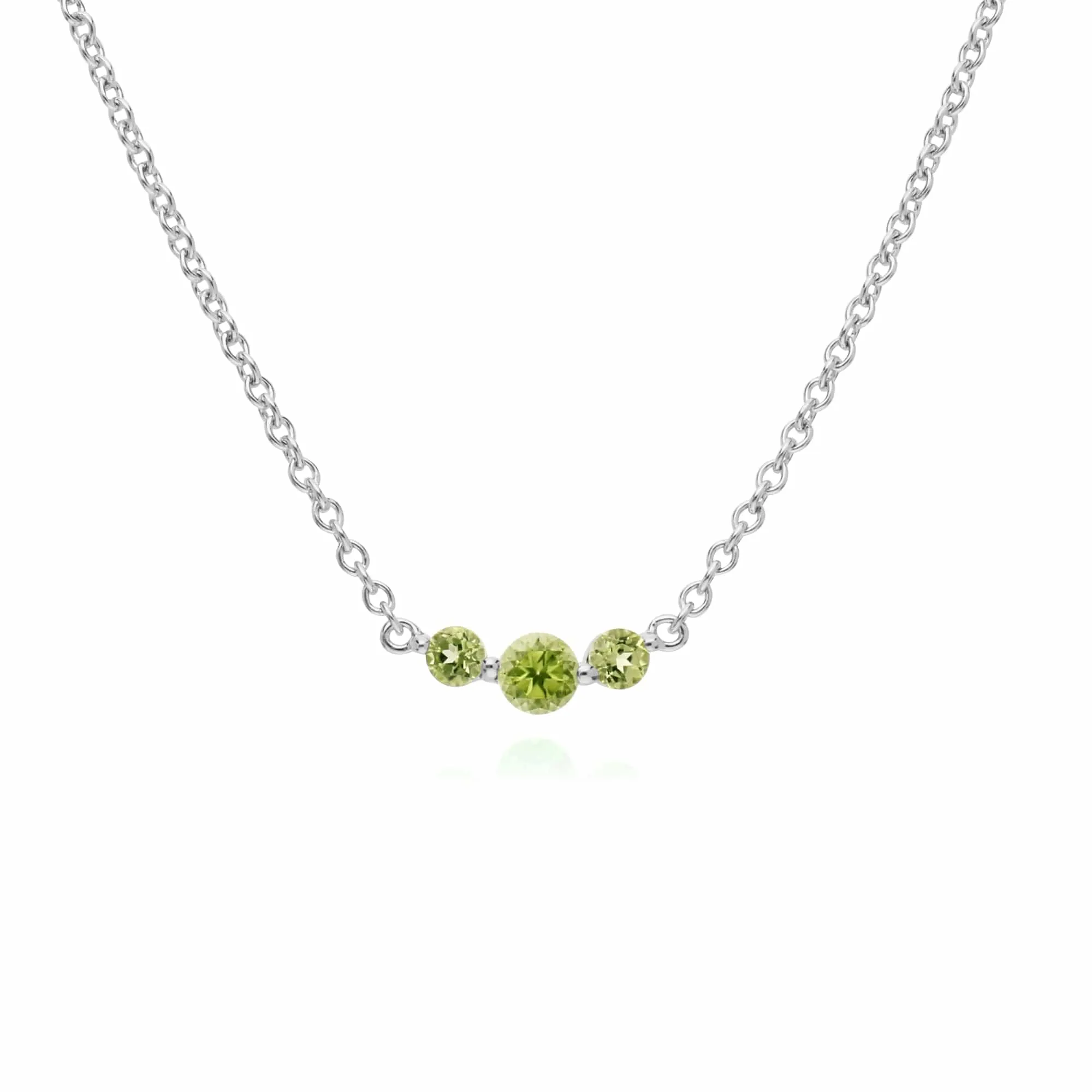 Classic Round Peridot Three Stone Gradient Ring & Necklace Set in 925 Sterling Silver sold by Gemondo Jewellery product image thumbnail 2