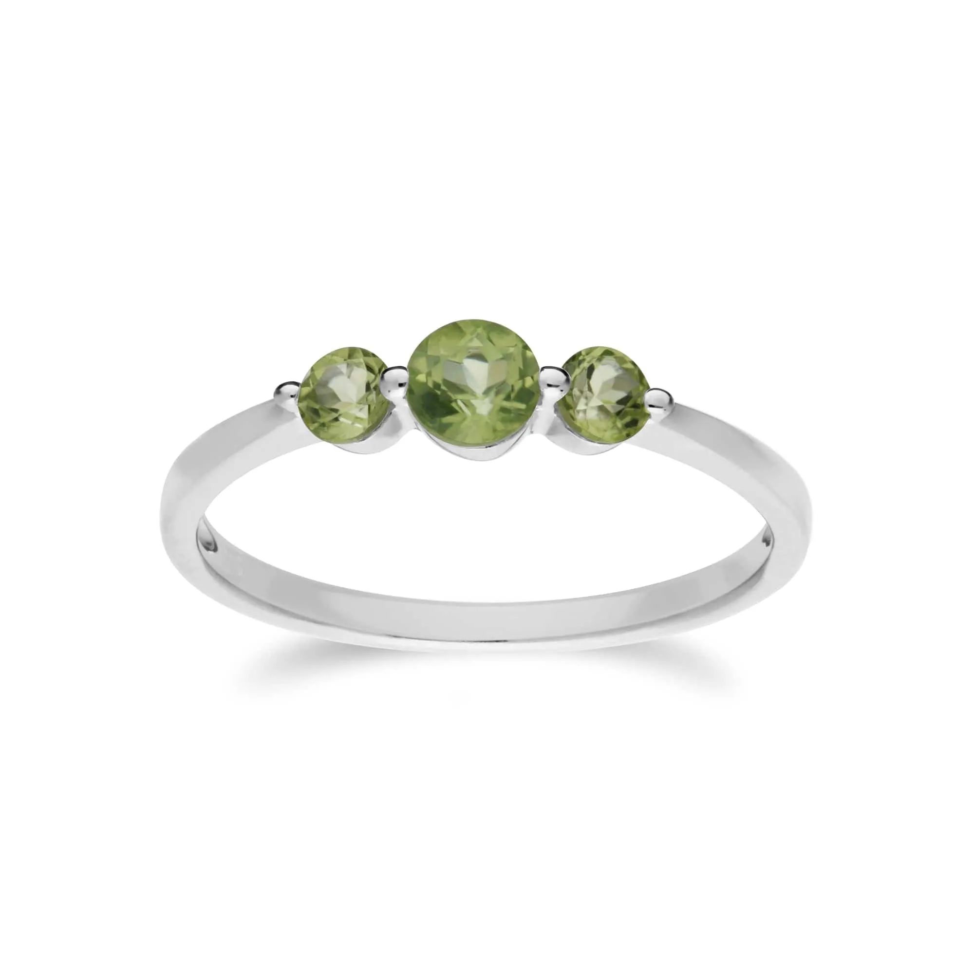 Classic Round Peridot Three Stone Gradient Ring & Necklace Set in 925 Sterling Silver sold by Gemondo Jewellery product image thumbnail 3