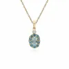 Classic Oval Blue Topaz & Diamond Cluster Stud Earrings & Pendant Set in 9ct Yellow Gold sold by Gemondo Jewellery