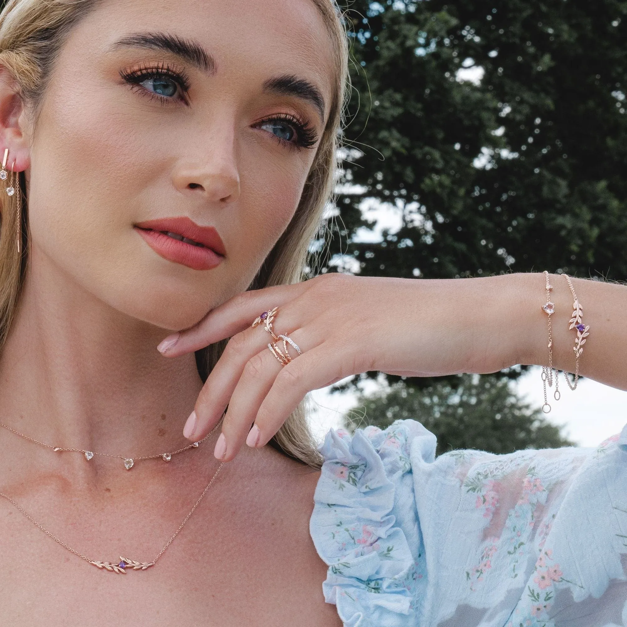 O Leaf Amethyst Bracelet in 9ct Rose Gold sold by Gemondo Jewellery product image thumbnail 2