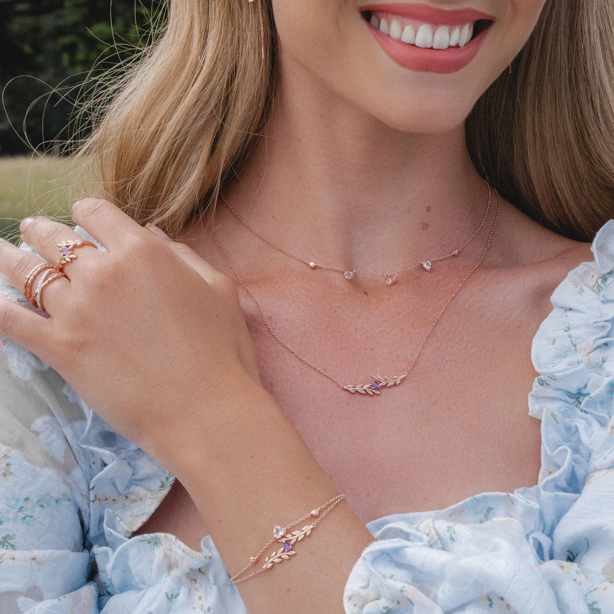 O Leaf Amethyst Bracelet in 9ct Rose Gold sold by Gemondo Jewellery product image thumbnail 3