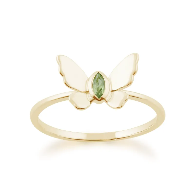 Gemondo 9ct Yellow Gold 0.07ct Peridot Butterfly Ring sold by Gemondo Jewellery