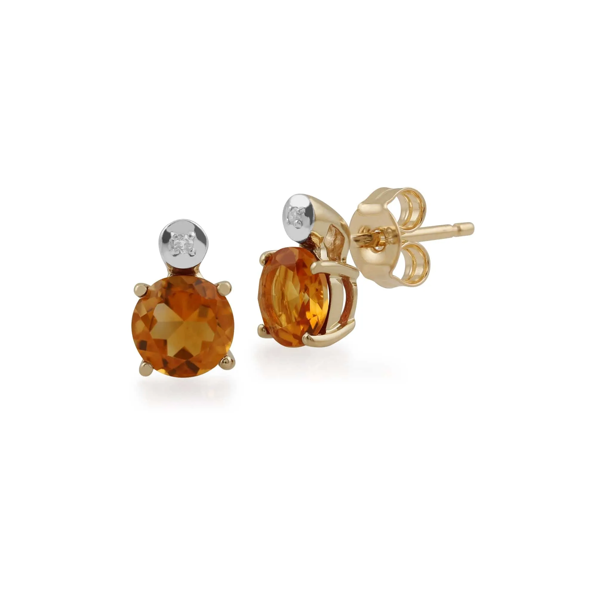 Gemondo 9ct Yellow Gold 0.90ct Citrine & Diamond Round Stud Earrings sold by Gemondo Jewellery