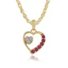 9ct Yellow Gold 0.24ct Natural Ruby & 1.2pt Diamond Heart Pendant on Chain sold by Gemondo Jewellery