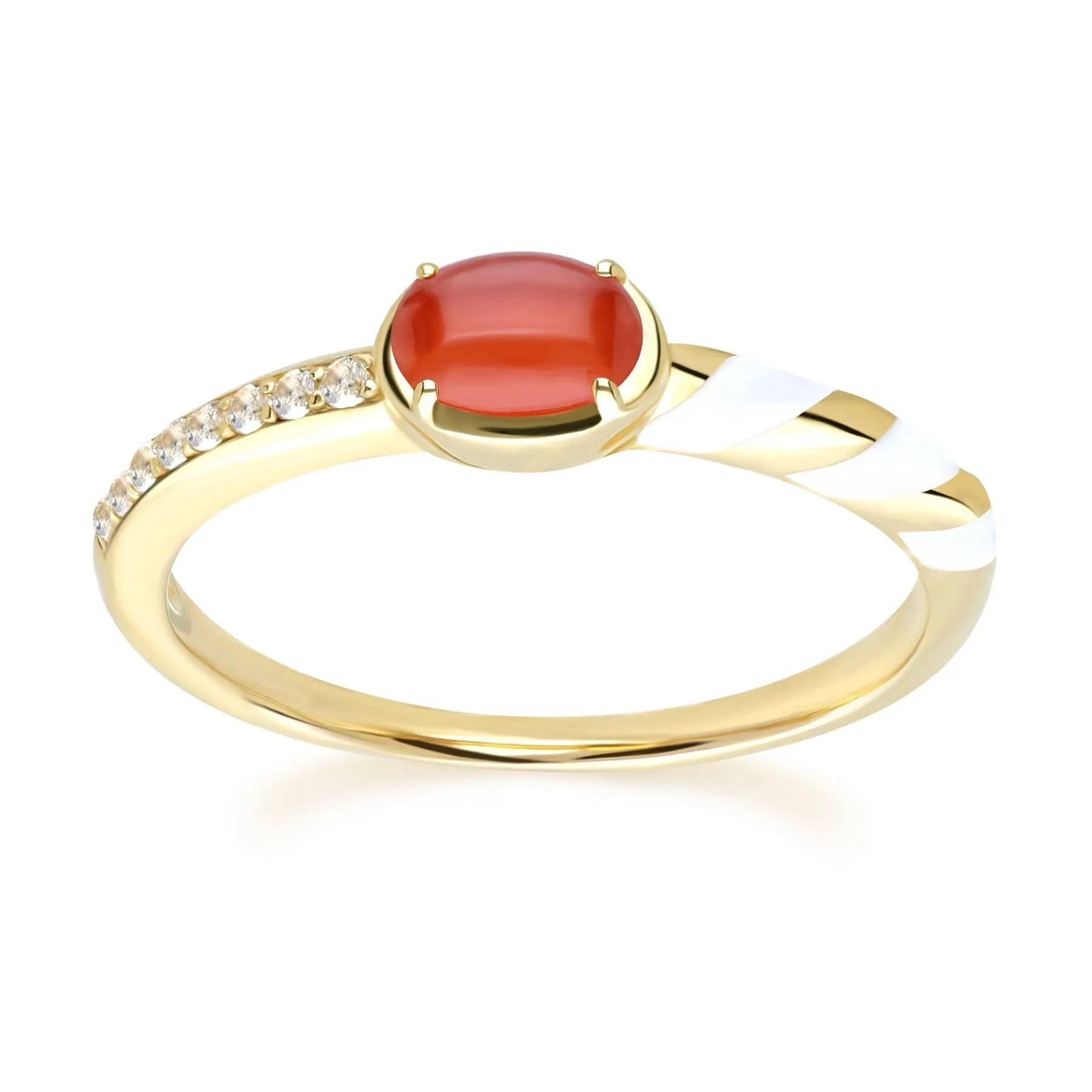 Siberian Waltz Carnelian & White Topaz Ring in Gold Plated Sterling Silver sold by Gemondo Jewellery product image thumbnail 4