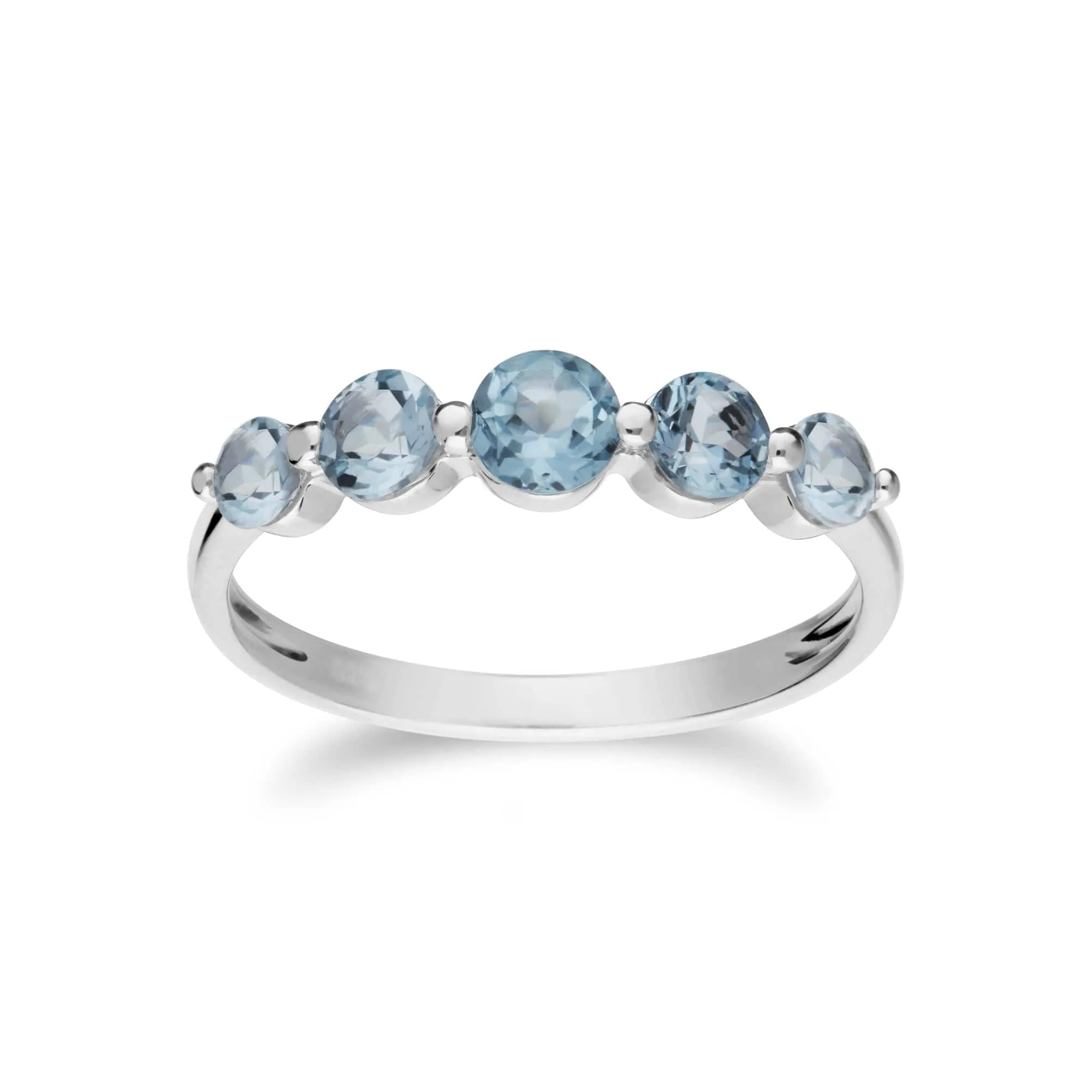 Essential Round Blue Topaz Five Stone Gradient Ring in 925 Sterling Silver sold by Gemondo Jewellery