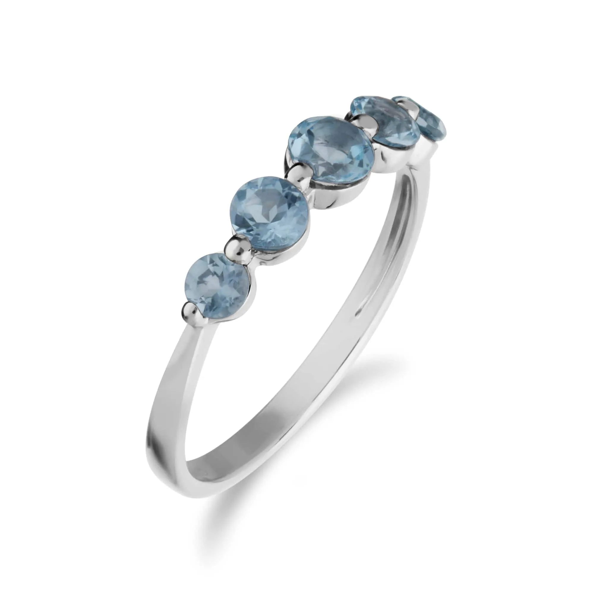 Essential Round Blue Topaz Five Stone Gradient Ring in 925 Sterling Silver sold by Gemondo Jewellery product image thumbnail 2