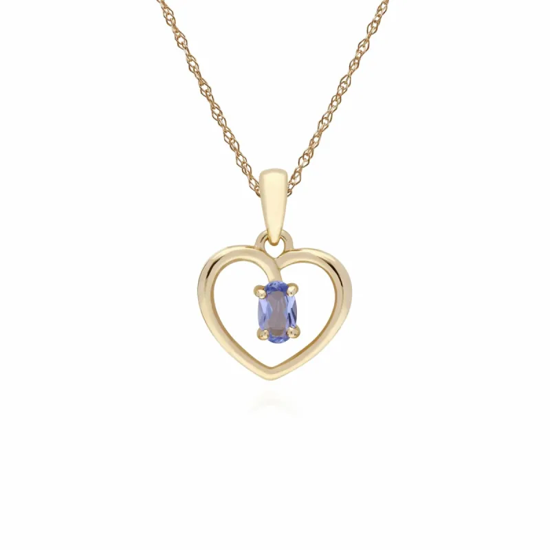 Gemondo 9ct Yellow Gold Tanzanite Oval Single Stone Heart Pendant on 45cm Chain sold by Gemondo Jewellery